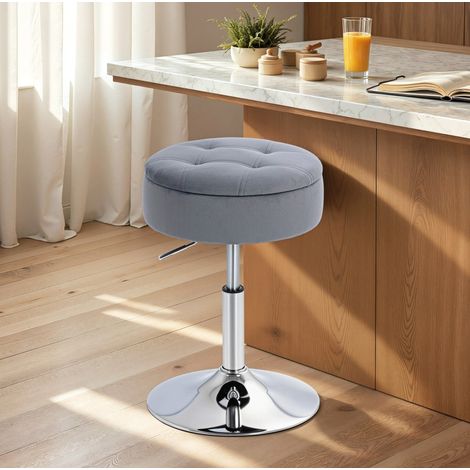 Tabouret de bar pivotant avec rangement, réglable 49-65 cm, gris DESVIAE (1/5)