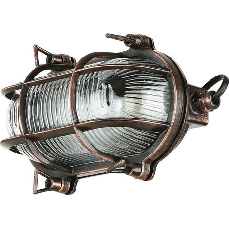 Wandlampe Außen Echt-Messing oval IP64 in Kupfer