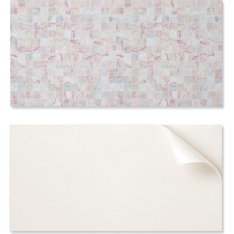 Panel de vinilo decorativo para cocina o ba帽o, 100x50 cm, dise帽o de mosaico de cuadrados.