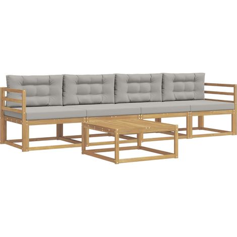 Outdoor-Sofagarnitur 4 stk. Weiß und Hellgrau vidaXL (1/5)