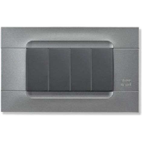 Simon urmet placca 4 posti monocromo colore acciaio 10804.ac
