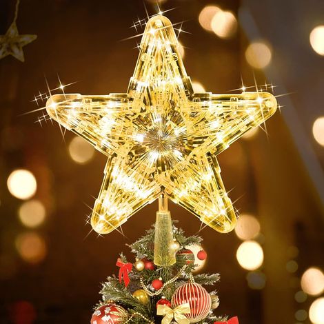 Étoile de Sapin de Noël,Décoration d'arbre de Noël 30 LED Star Light à Piles Cime d'arbre de Noël Ornement d'arbre (1/5)