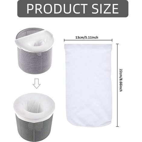 Lot de 15 chaussettes de skimmer de piscine, chaussettes de skimmer, chaussettes de panier filtrant pour épuisette de surface, filet de filtration pour floculant (1/4)