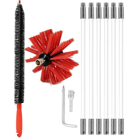 Bohrmaschinen-Schornsteinbürsten-Set, Flusenentferner für Wäschetrocknerabzüge, Schornsteinreinigungsbürste mit langen, flexiblen Stangen