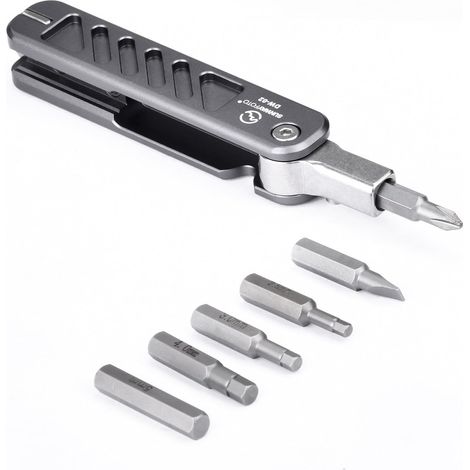 Kit d'outils pliable avec clé Allen en acier inoxydable 2,5/3/4/5 mm, cruciforme et tête plate, Multitool Porte-clés Tournevis (1/5)