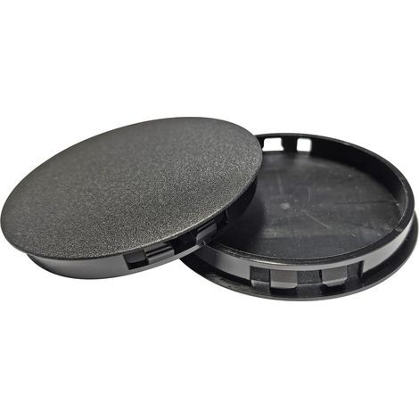 Lot de 2 Bouchons à Boutons en Plastique - 100 mm - Capuchons Ronds à Clipser pour Trou de Meubles - pour Armoire, Bureau, Table, Chaise, Armoire - Noir (1/5)