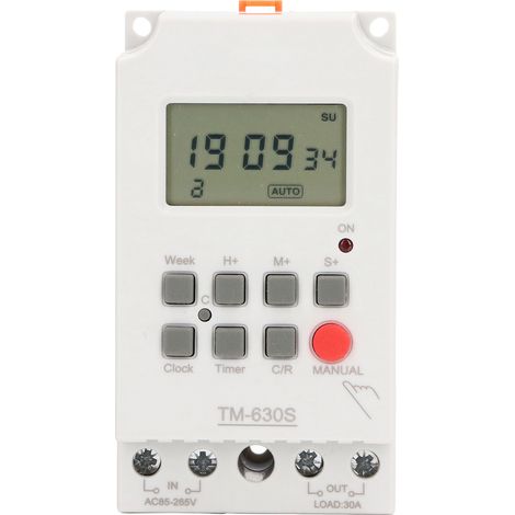Interrupteur horaire numérique programmable 7 jours, mémoire de sauvegarde, ABS, AC85-265V, 30A, commutation temporisée (1/5)