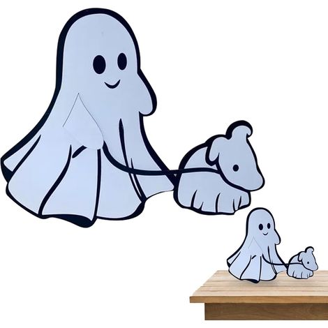 Statue de chien pour Halloween, petite statue de chien pour Halloween - Ornement décoratif créatif en bois représentant un chien (1/5)