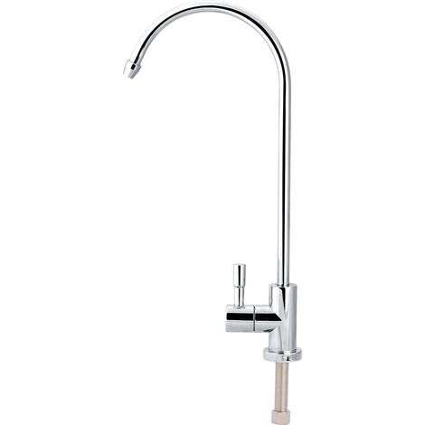 GARRYFIZH Robinet de cuisine/bureau à col de cygne, en alliage de zinc, 1/4'', pour eau potable. Rotation à 360°. Poignée unique. Convient pour évier, bureau ou maison. (1/5)