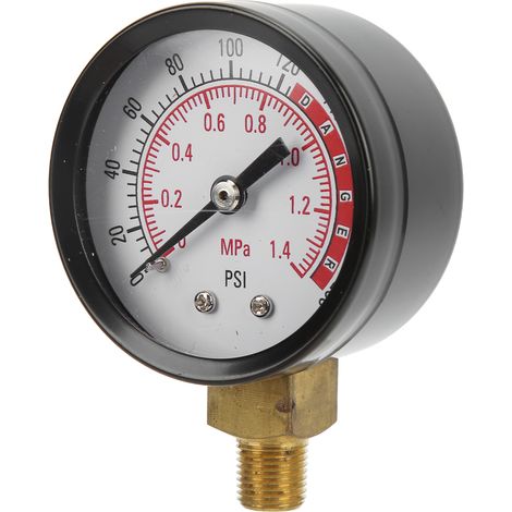 Manomètre radial Y50 cadran rond acier inox brut pour air huile eau 1/8in NPT 0-1.4mpa 0-200psi (1/5)