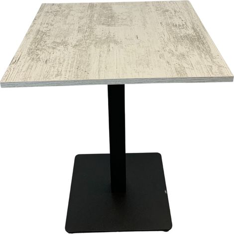 Table complète bar restaurant 60x60 cm Blanc Antique avec pied de table noir / GOLDINOX (1/4)