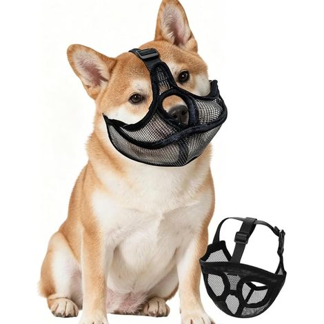Muselière Chiens Maille Anti-Morsure Anti-Aboiement Quotidien Voyage Noir