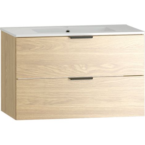 Waschtisch 80cm Astrid mit 2 Schubladen, Holzoptik (1/5)