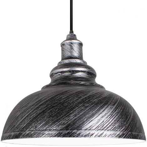 Pendant Light Industrial Ceiling Lighting Metal Lamp Shade for Farmhouse Restaurant Kitchen Chandelier E27 Silver Grey
