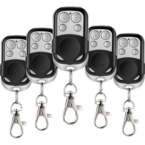 5 Pcs Telecommande Universelle Portail, 433,92 MHz Télécommande Garage sans Fil à 4 Boutons avec Couvercle Coulissant Porte Clés pour Porte Garage Électrique (1/5)