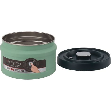Boîte de conservation hermétique en acier inoxydable pour aliments de cuisine, type presse, sous vide, pour thé, café, grains de thé, farine, céréales, sucre, vert menthe, 750 ml, 14,2 x 9,4 cm (1/5)