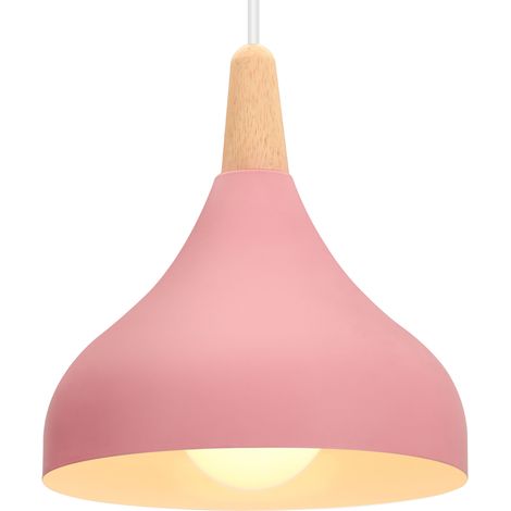 Pendelleuchte, 1 Flammig Hängeleuchte im Moderne Stil, Kronleuchter mit Ø20cm Lampenschirm für Wohnzimmer Schlafzimmer Esszimmer (Rosa) (1/5)