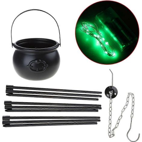 Marmite à soupe de fée verte pour adultes, décoration extérieure pour porche ou fêtes d'Halloween. (1/4)