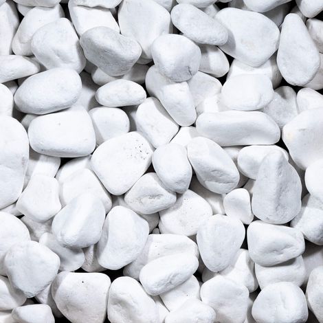 Galet décoratif blanc pur 40/60 mm – Sac 20 kg (0,2 m²) – Finition roulée pour aménagements extérieurs – Pierre naturelle esthétique
