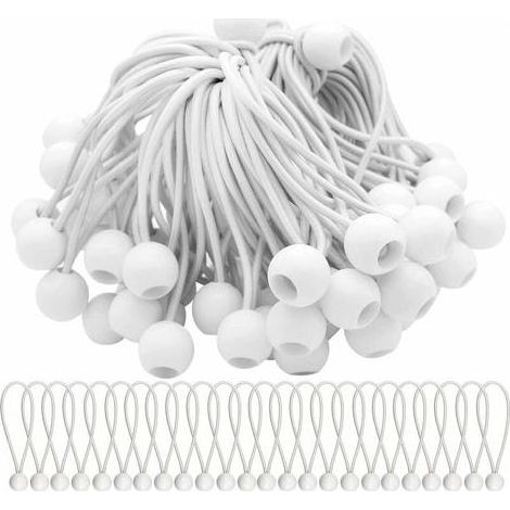 TAISHENGDA - Confezione da 40 corde elastiche, estensione da 150 mm a 300 mm - Gomma di alta qualità - Palline di plastica per teloni e tende (1/5)