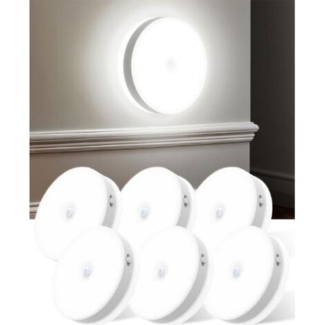 Lumières à Détecteur de Mouvement Intérieur Lot de 6, Éclairage Double Face USB Rechargeable, Lampes Murales Magnétiques, Veilleuses pour Cuisine, Armoire, Escalier et Sous-Armoire