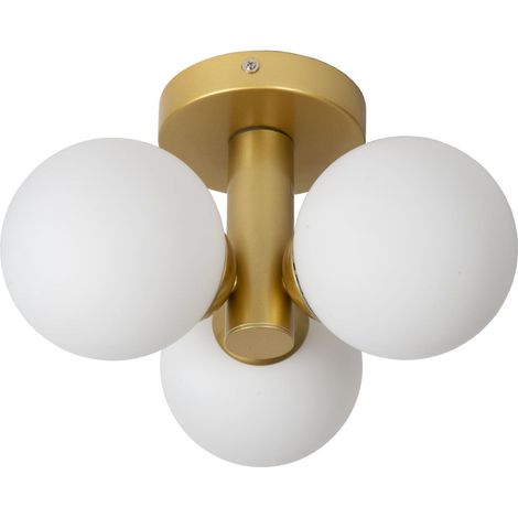 Plafoniera Lucide Trudy ottone 3 luci sfere vetro G9 (1/4)