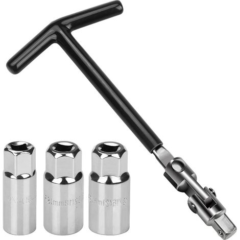 4x Clé à Bougie, Jeu de clés à Bougie, clé à Douille à poignée en T 16 mm/18 mm/21 mm (1/5)