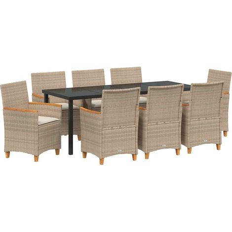 Maison Exclusive - Set da Pranzo per Giardino 9 pcs Beige polyrattan