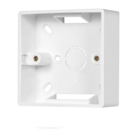 Marco de montaje en superficie tipo 86 para caja de conexiones. Placa frontal. Enchufe simple. 86 x 86 x 34 mm. Color blanco. Caja de montaje en superficie. (1/5)