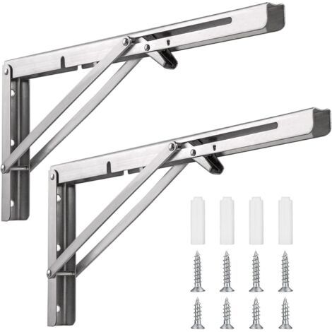 2 Packs Console Pliable En Acier Inoxydable, Triangulaires de 90 Degrés en Métal Charge Lourde, Support Console Pliable (1/5)