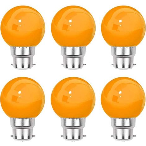 Lot de 6 ampoules LED Orange B22 Incassables - Guirlandes guinguette - Culot baïonnette