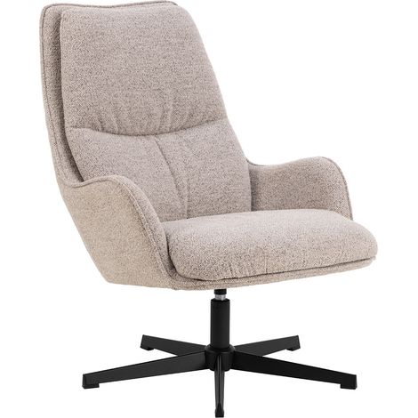 Fauteuil pivotant 72x84x93 cm en tissu texturé beige et noir mat (1/5)