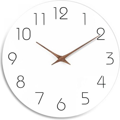 Wanduhr aus Holz, 25,4 cm, leise, nicht tickend, batteriebetrieben, weiß, modern, fürs Büro, schlicht, minimalistisch, dekorative Uhr für Küche, Zuhause, Badezimmer, Wohnzimmer