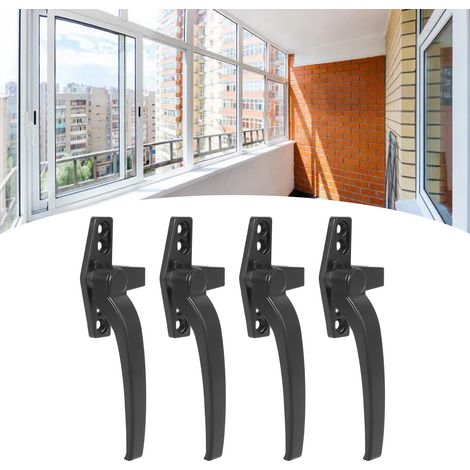 Fenstergriff aus Aluminium, außenliegender Sicherheits-Drucköffner, schwarzes Schloss für linkshändige Drehkippfenster (1/5)