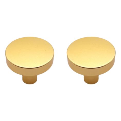 Juego de 2 pomos redondos de latón cepillado para cajones y puertas de armarios. Acabado en latón cepillado. Accesorios de cocina modernos. (1/5)