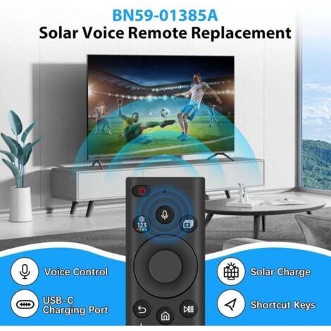 NALOOKAMIC Télécommande de Remplacement BN59-01385A pour Samsung Smart TV, télécommande vocale Solaire avec 4 Touches de Raccourci, Compatible avec The Frame, Neo QLED, Crystal UHD Series 2021-2023 (1/3)