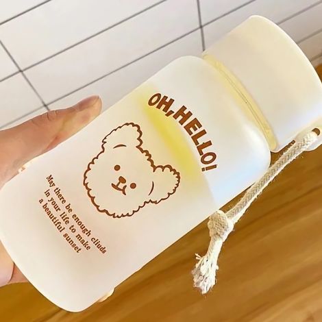 Koreanische Plastikwasserflasche für Kinder, Jungen und Mädchen, stoßfest, tragbar, mit Griff, Bärenkopf-Design, kreatives Design für Schulkinder (1/3)