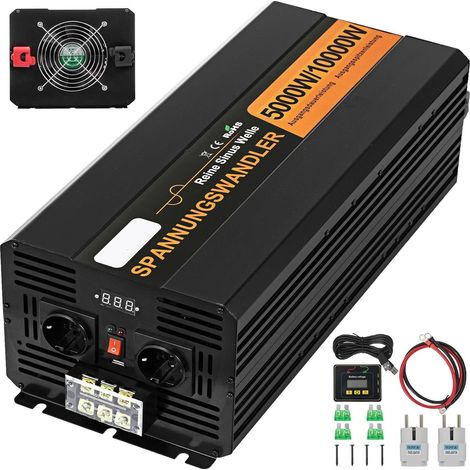 Onduleur solaire à onde sinusoïdale pure avec écran LCD et ampVentilateur de refroidissement double haute vitesse DC12V / DC24V t2500W 5000W for l'alimentation(5000W DC24V) (1/5)