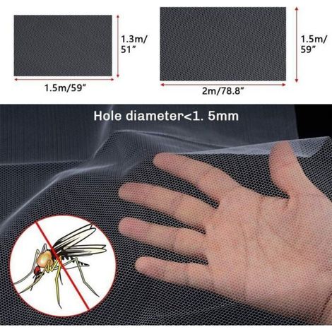 Moustiquaire adhésive pour fenêtre - - Protection anti-insectes - Dimensions 130x150 cm et 150x200 cm (1/4)