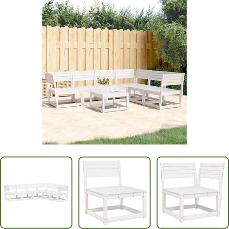 vidaXL Canapé sans accoudoirs - Salon de jardin 6 pcs blanc bois de pin massif (1/5)