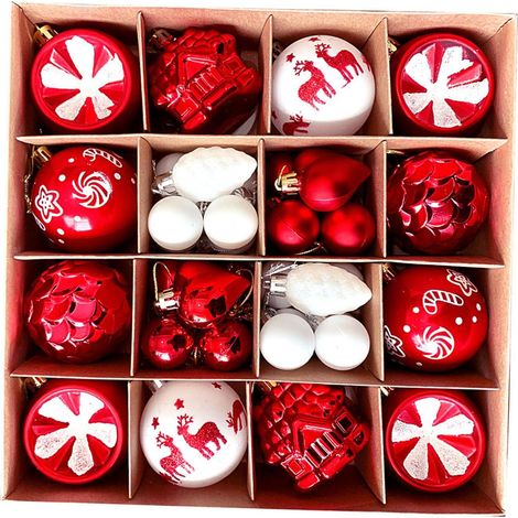 6cm Galvanized Plastic Christmas Baubles, Painted and Shiny Hanging Decorations for Indoor Christmas Trees and Festivals, with a Lightweight Reflective Design (1/5)