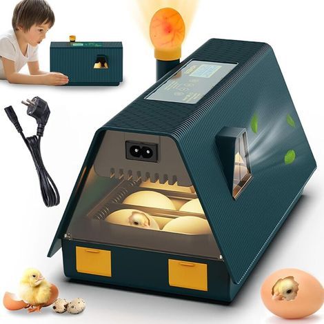 ODIPIE Automatischer Eierbrutapparat, 10 Eier, automatischer Eierwender, Temperaturregelung und Feuchtigkeitsanzeige (Grün) (1/5)