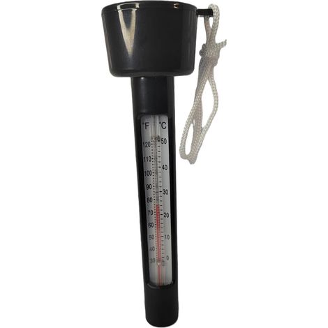 Thermomètre flottant noir pour piscines, baignoires et bassins à poissons (0-50 degrés Celsius). (1/5)