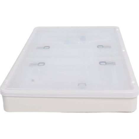 Boîte de rangement transparente, pliable et empilable, avec 5 côtés ouvrants. Grand bac de rangement transparent à roulettes pour livres et vêtements. (1/5)