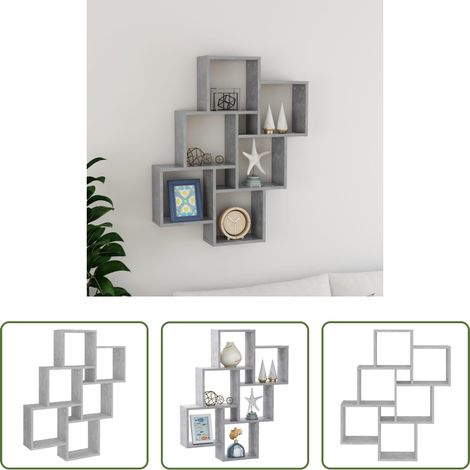 Rangement intérieur - Étagère murale cube Gris béton 78x15x93 cm Bois d’ingénierie (1/5)