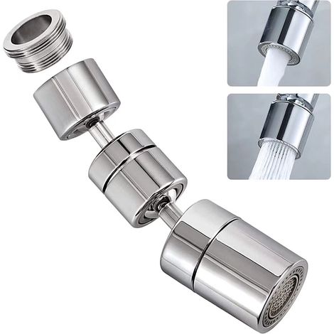 Pivotant Aérateur de RobinetFiltre de Buse Tête Double Joint net à Couches2 Modes Réglable Grand Angle Mousseur Robinet 1080° 1080 4 2 (1/5)