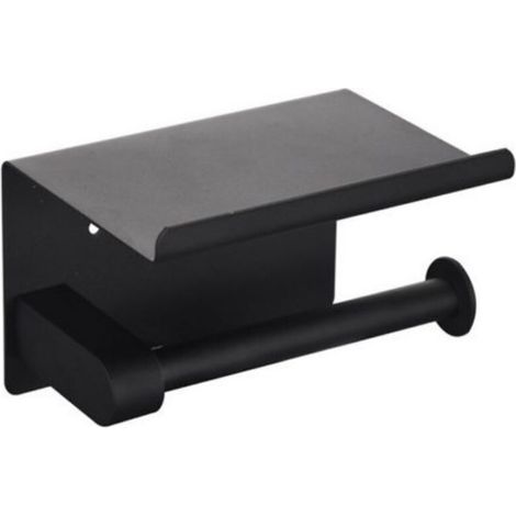 Porte-papier toilette sans perçage en inox 304 noir - 14x9.5 cm. résistant à la corrosion et à la rouille (1/4)