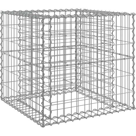 Panier de gabions argenté 70x70x65 cm fer galvanisé CFW813122 (1/5)