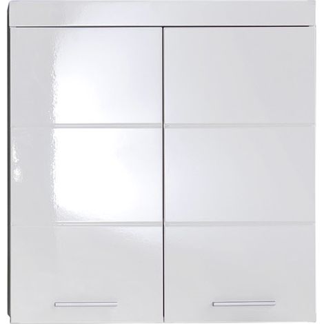 Meuble haut de salle de bain moderne 73 cm blanc brillant Savana