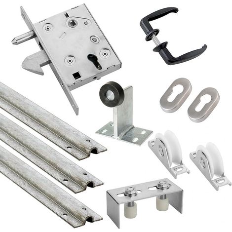 Kit complet portail coulissant roue nylon gorge U à encastrer Ø80x20mm + rail 9m ESTEBRO (1/5)
